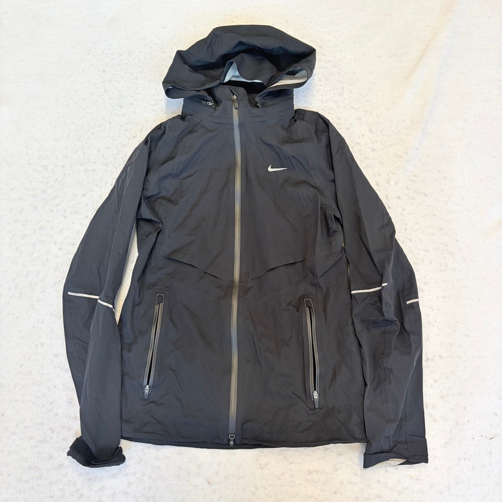 Nike Vapor Flash Running Jacket Mens Small Black Reflective Hooded 616248-010